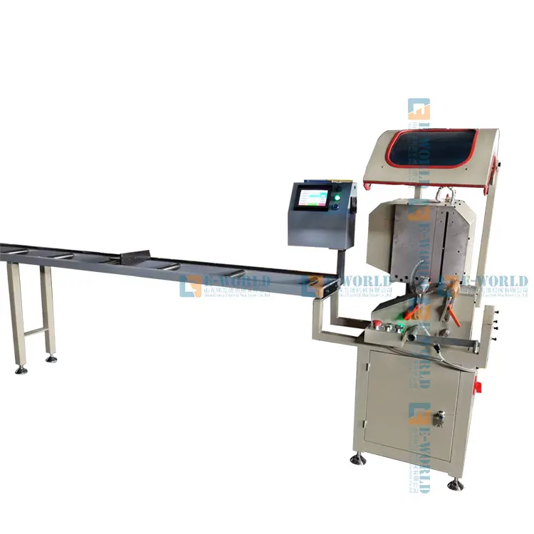 Auto length semi-automatic single head cutting saw for aluminum and PVC profile with supporting bar and PLC control system