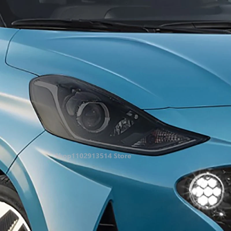 

For Hyundai i10 2019-Present Car Headlight Protective Film Vinyl Restoration Transparent Black TPU Car Light Repair Sticker