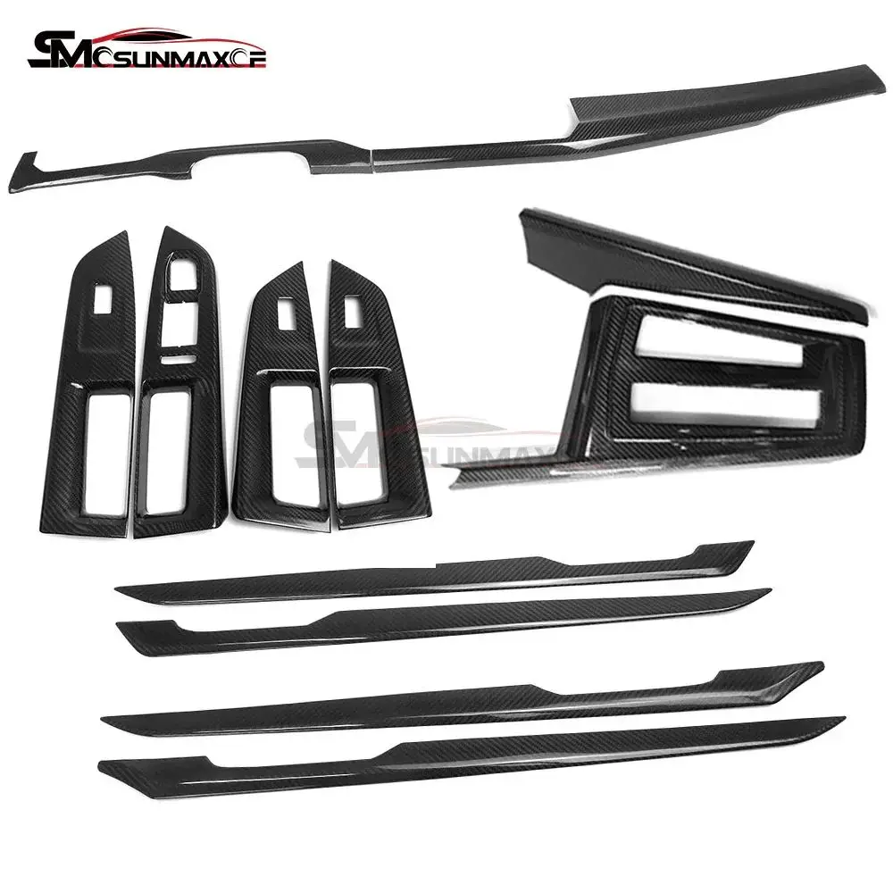 LHD Real Carbon Car Interior Center Console Dashboard Panel Cover Trim For 2020-2024 VW Golf 8 MK8 GTE GTI GTD R LINE