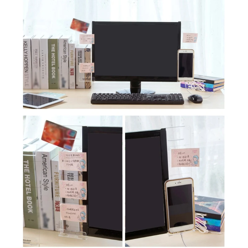 2PCS(Left & Right) Acrylic Memo Board Transparent Sticky Note Board for Doing List Schedule Timetable