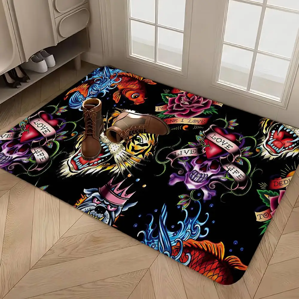 Ed-hardy Tattoo Tiger Hallway Carpet Non-Slip Laundry Room Mat Laundry Decor Balcony Child Living Room Bedside Area Rugs