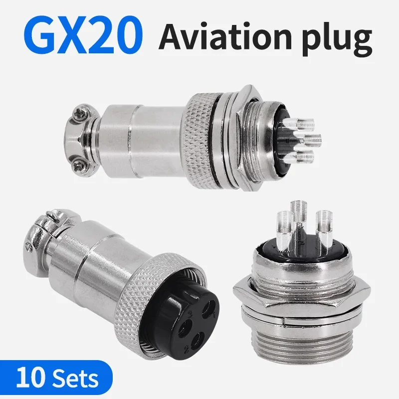 10Sets GX20 2 3 4 5 6 7 8 9 10 12 14 15 Pin Male&Female Aviator Aviation Plug Socket Circular Connector