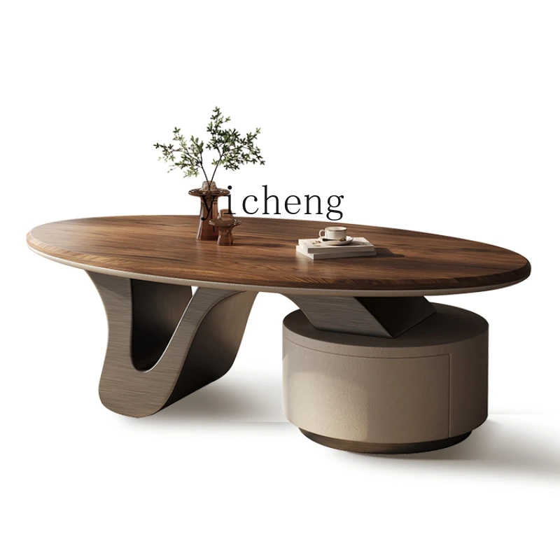 Yy Light Luxury North American Walnut Tea Table Large Flat Layer Living Room Home Shaped Tea Table