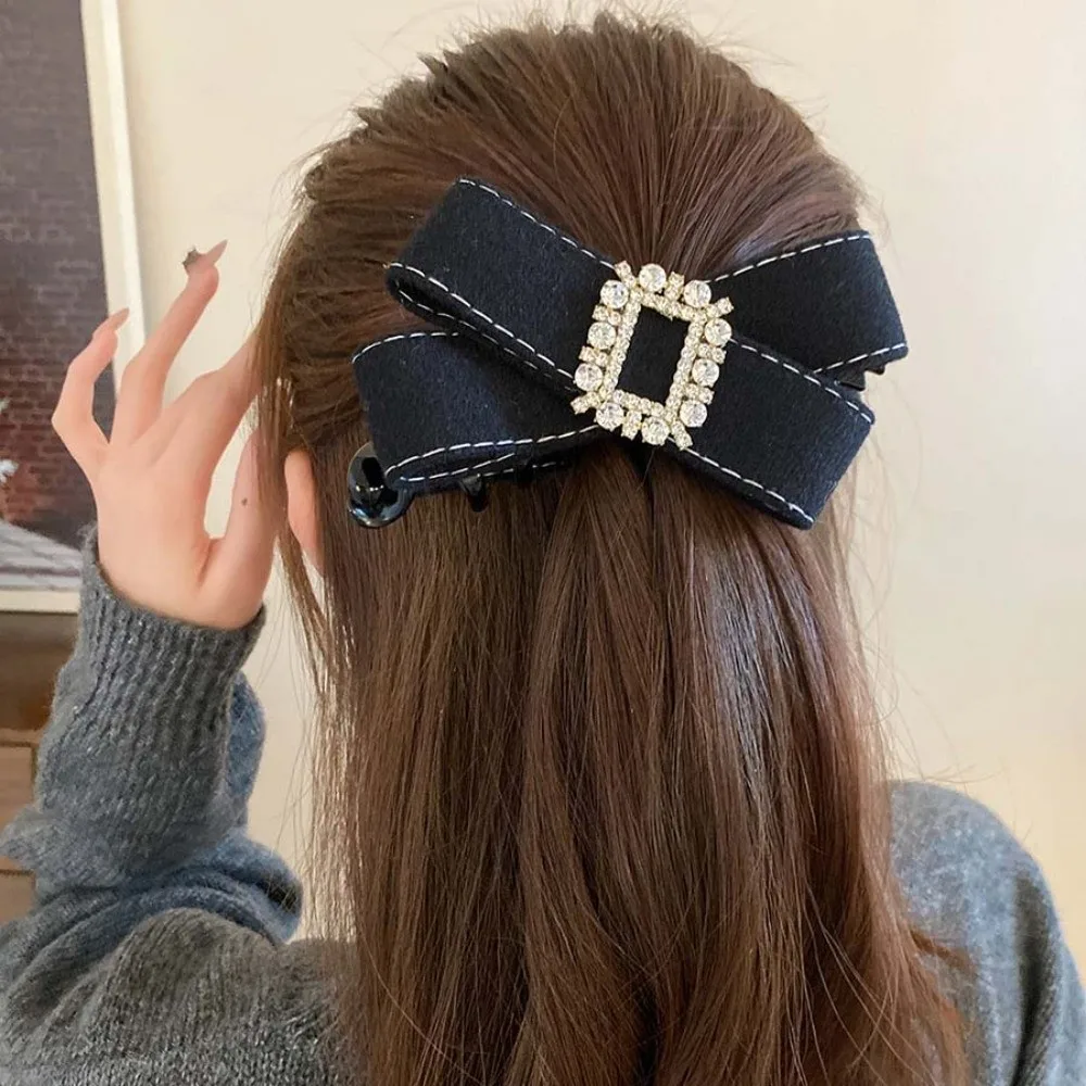 

Элегантная заколка-бананка в корейском стиле, квадратная, со стразами, вертикальная, многослойная, пластиковая, для причесок, для вечеринок