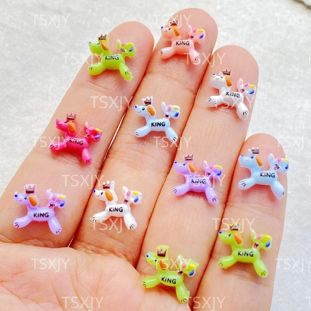 60 pièces résine Kawaii coloré Mini dessin animé couronne chiot Nail Art Flatback pierre Scrapbook Figurines bijoux à bricoler soi-même accessoires artisanat