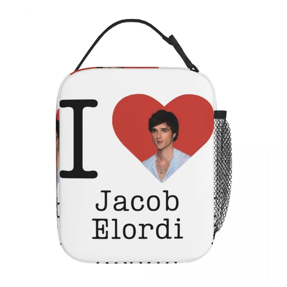 I Love Jacob Elordi Insulated Lunch Bag Funny Food Bag Portable Thermal Cooler Lunch Boxes For School Office