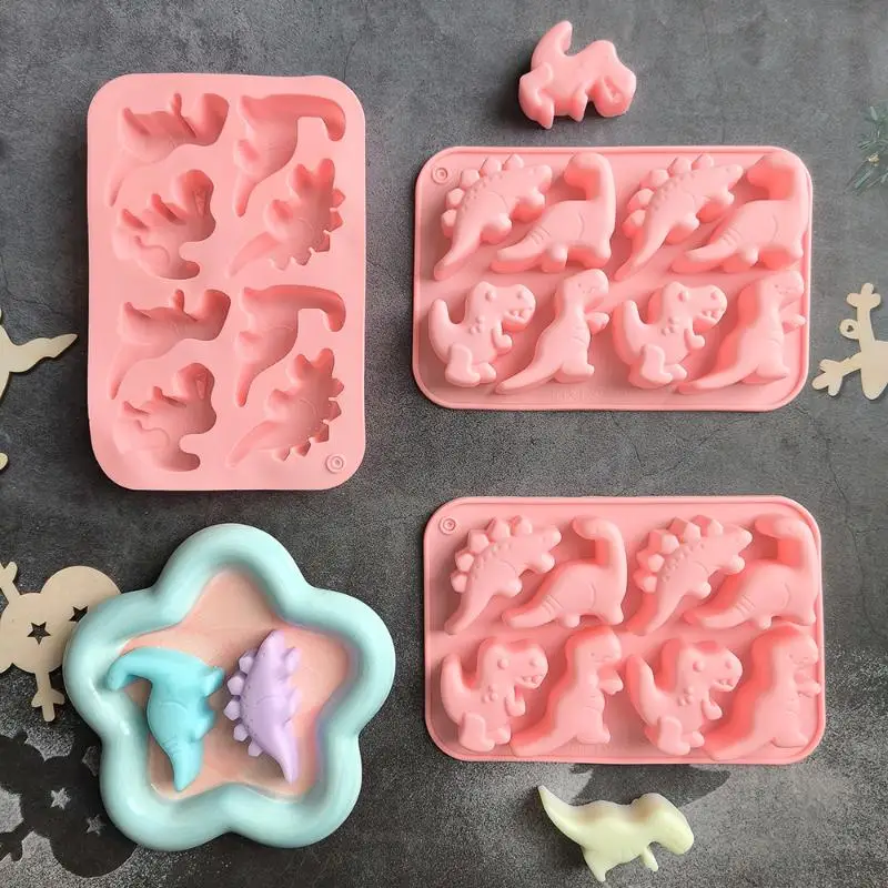 Dinosaur Food Grade Silicone Molds 8-Cavity Chocolate Hard Candy Ice Cubes Silicone Mold For DIY Chocolate,Candy,Jelly