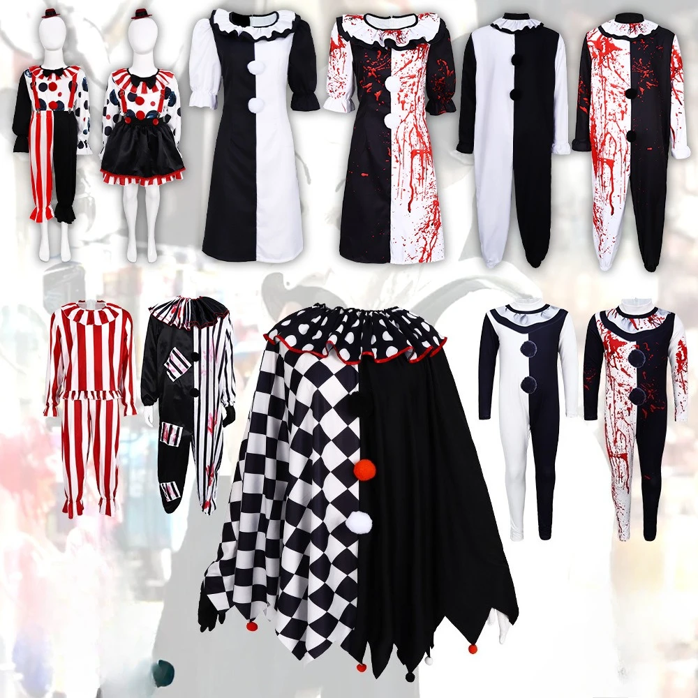 

Terrifierr Clown Cosplay Costume ‌Bloody Dress Outfits Killer Clowns Jumpsuits Adults Halloween Carnival Party Horror Costumes