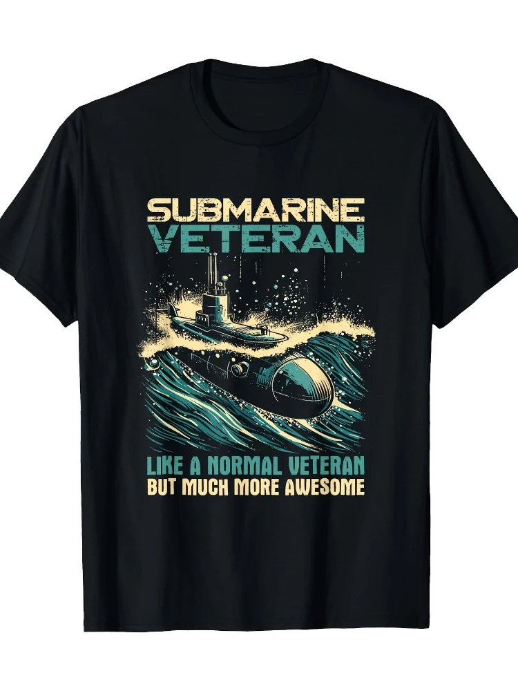 Submarine Veteran Like Normal Veteran But Much More Awesome design-100% cotton O-neck short sleeve printed men's T-shirt.