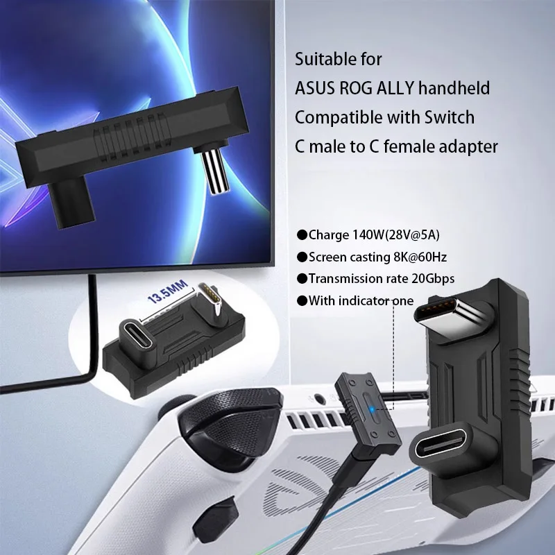 Adaptateur en forme de U mâle vers C femelle, USB 3.1, U Cave, adapté pour ASUS, ROG, Ally, déterminer Steamdeck, console de jeu Swich