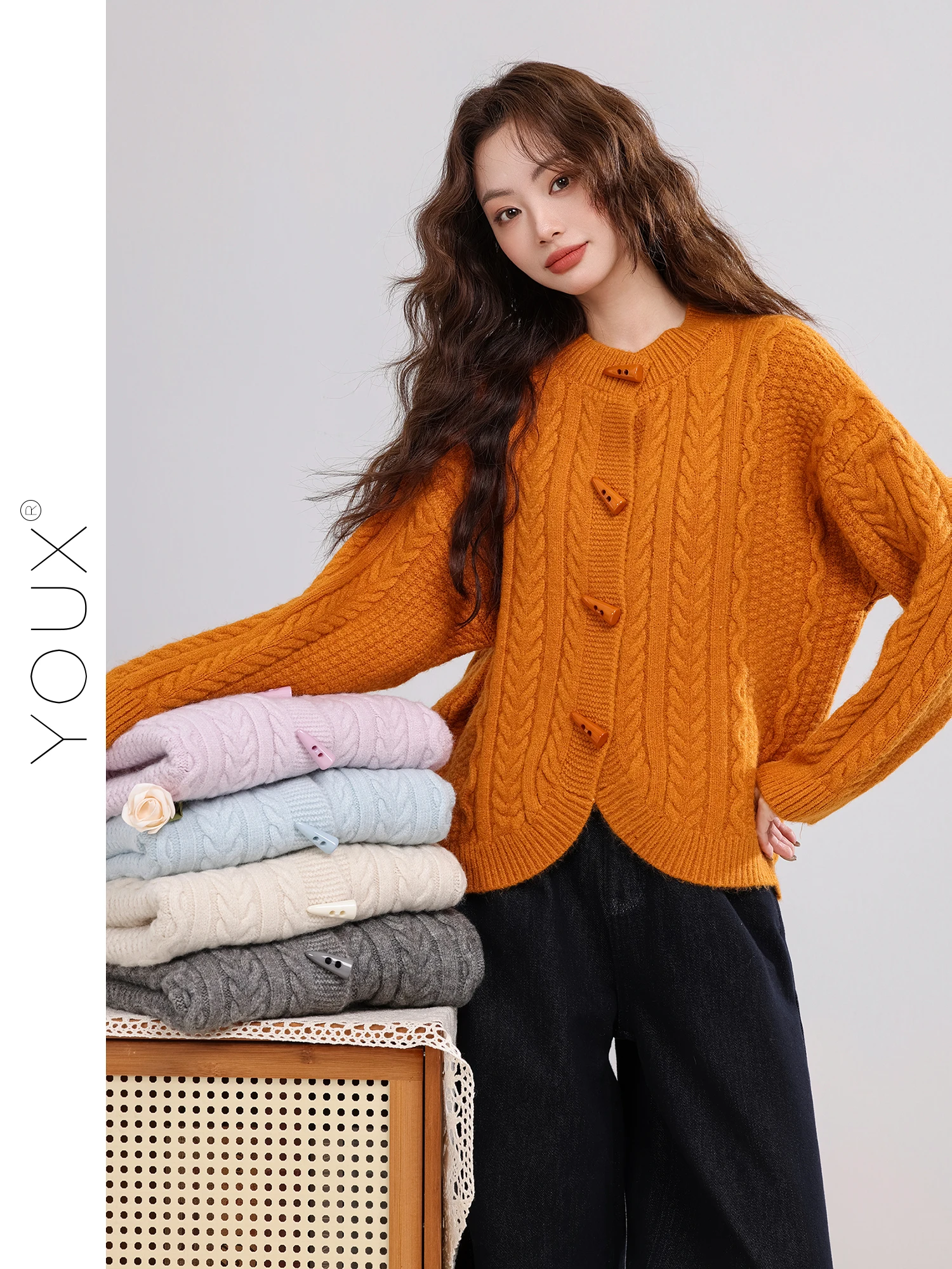 

Simple Sli round Ne Twisted Sweater Coat Women's Autumn Winter New Arrival Versatile Basic A-Line Knitwear Outerwear