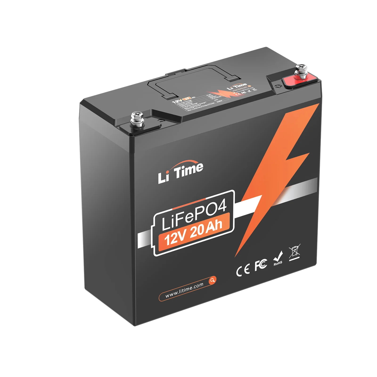 12V 20Ah LiFePO4 Tiefenentladungsbatterie, Eingebautes BMS 4000 Zyklen - Passend für Köderboote, Fischfinder, Tiefenmesser, Kajak, Wassersport, Eisfischen, Kleine Elektronik, 12V DC Beleuchtung