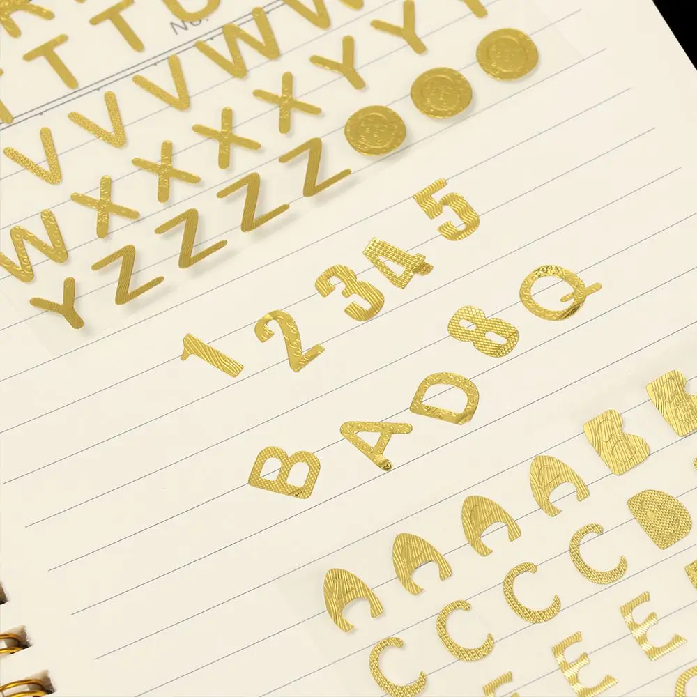DIY Gold Planner Hand Book Bronzing Pattern Notebook Decor Number sticker Twinkle stickers Letter Self Adhesive