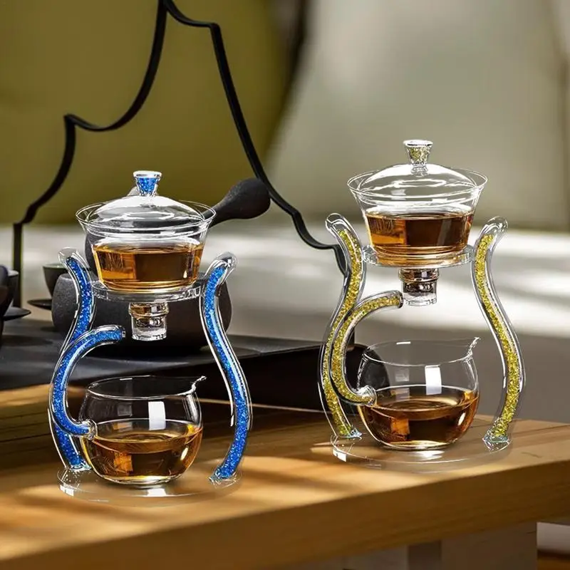 Glass Teapot With Magnetic Ball Semi-Automatic Teapots With Infuser Glass Tea Pot With Magnetic Water Flow For Coffee Loose Leaf