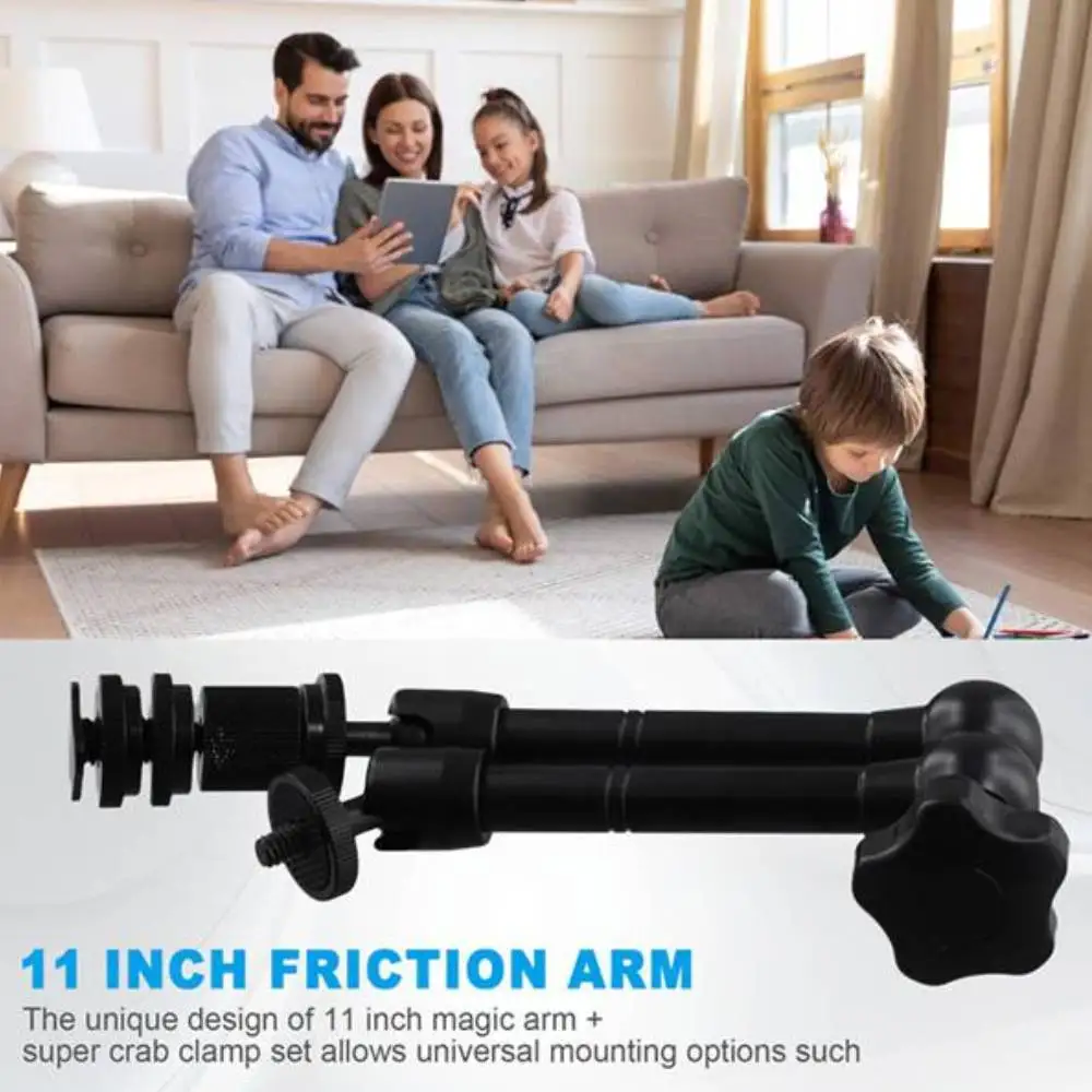 

AED7-Magic Arm с суперзажимом 11-дюймовый шарнирный фрикционный крабовый зажим с резьбой 1/4 дюйма и 3/8 дюйма для установки цифровой зеркальной камеры,