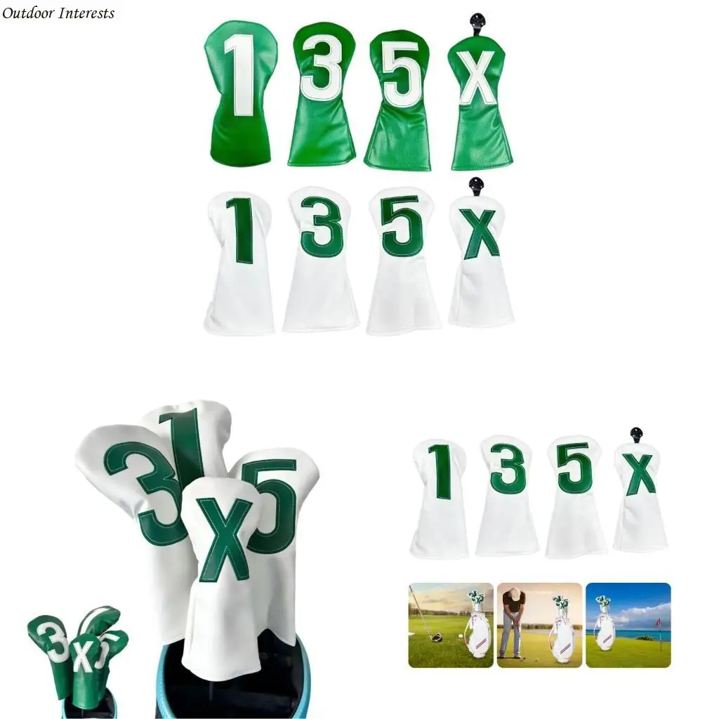 

4Pcs PU Golfs Mallet Putter Headcover Golfs Club Head Cover Golfs Men Women Golfs Driver Golfs Club Cover Iron Headcover 400C