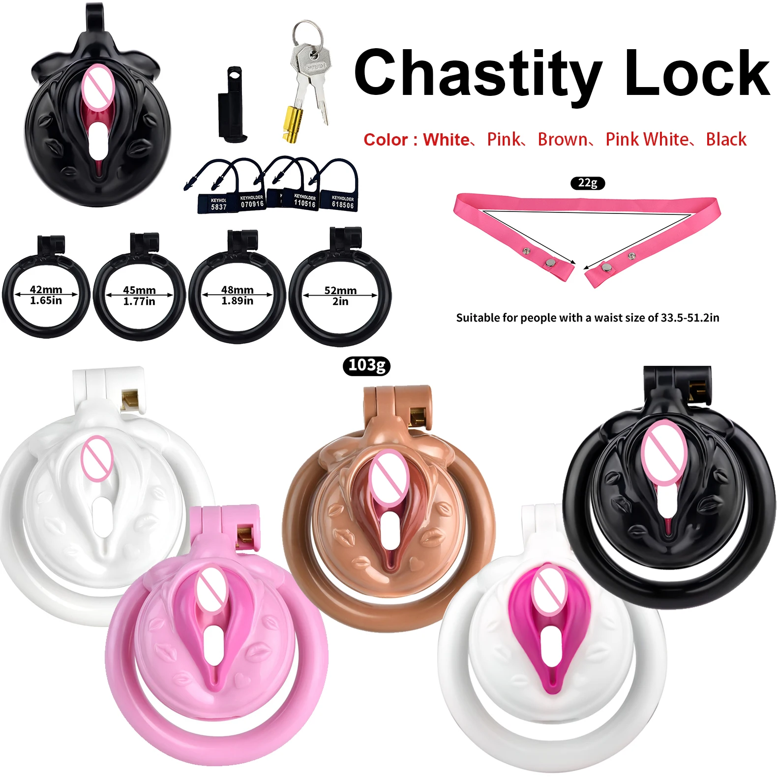 Resin Chastity Lock Male Cock Ring Sissy Artificial Clitoris Chastity Cage With 4 Penis Ring Bdsm Bondage Sexy Adult Man Toy 18+