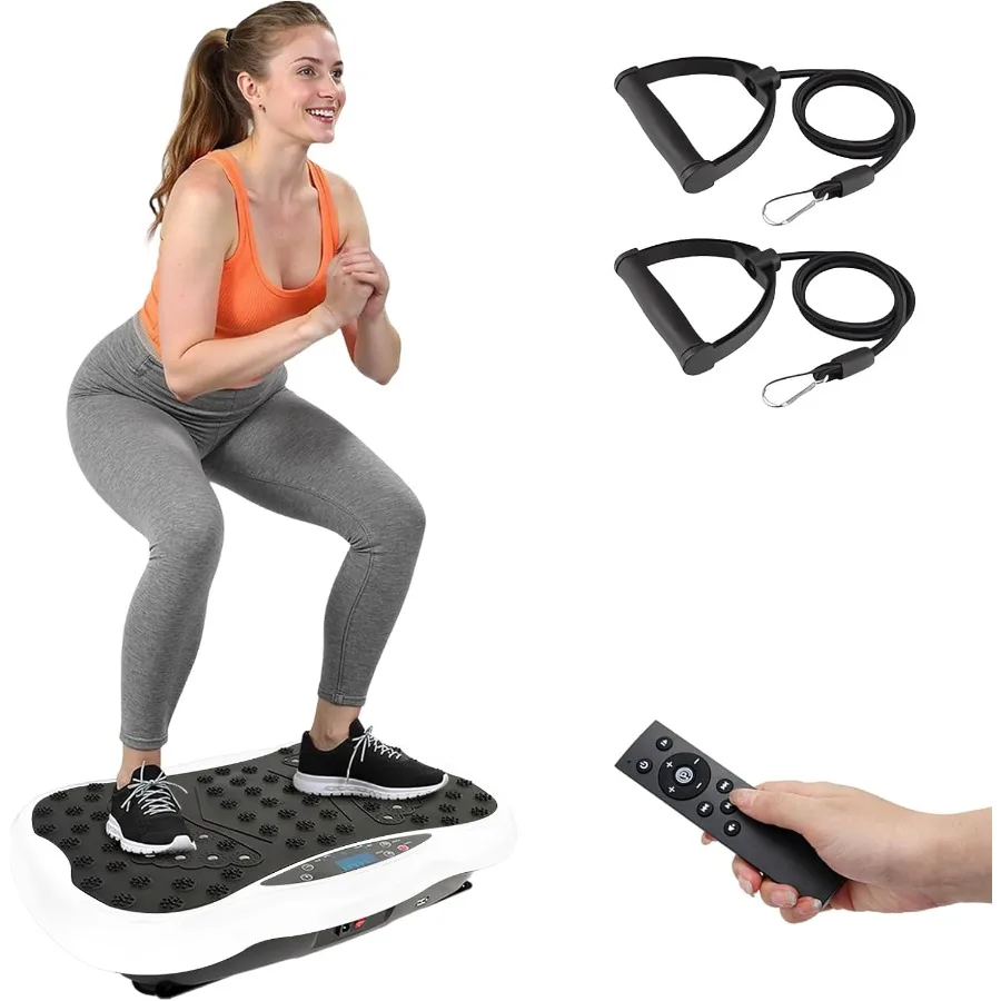 Máquina de ejercicio con placa vibratoria, tablero vibratorio de 120 niveles, 3 modos de entrenamiento para bajar de peso/drenaje linfático, capacidad de 400 libras w