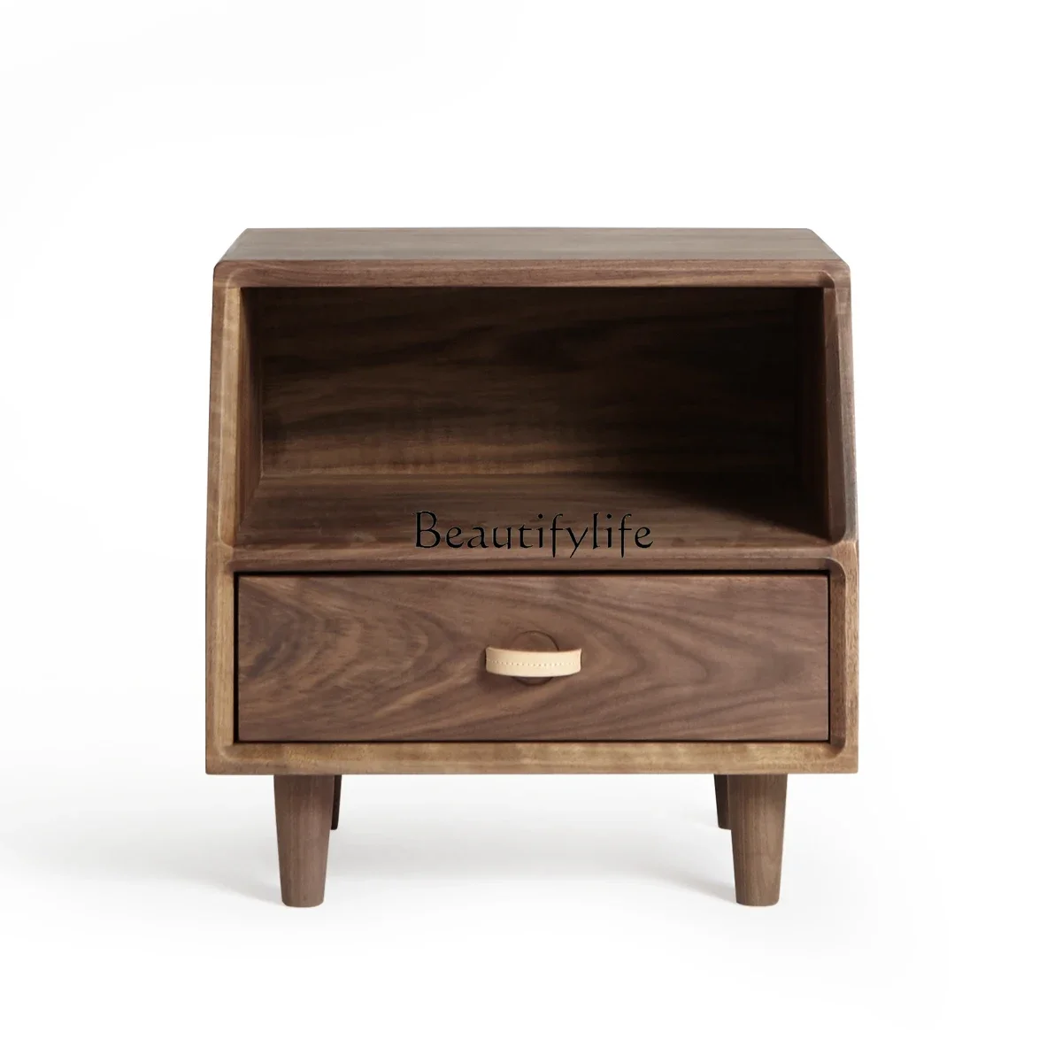 Neuer nordischer Nachttisch aus massivem Holz, Buche, Kirsche, Schwarz, Walnuss