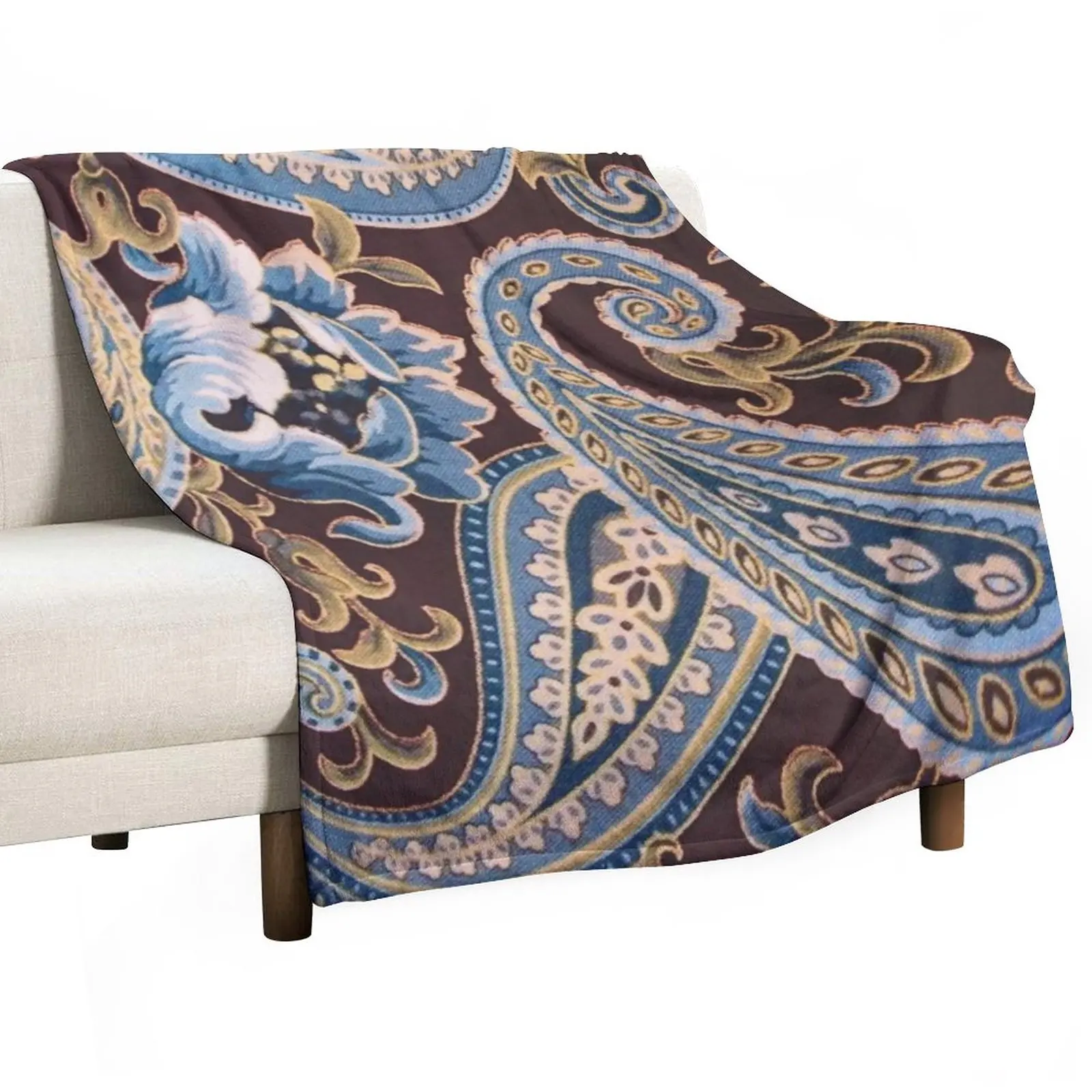 

Blue Brown Vintage Paisley Throw Blanket Summer Bedding Blankets Stuffed Blankets