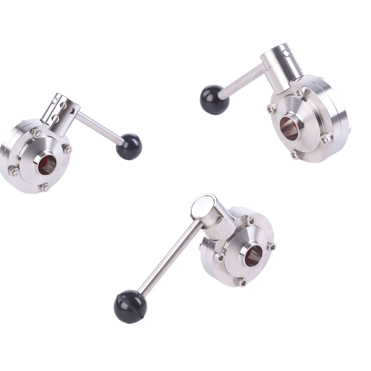 6inch 152.4MM Sanitary Hygienic Stainless Steel SS304 Silicone Seal Manually Butt Welded Butterfly Valves with SS Gripper Handle
