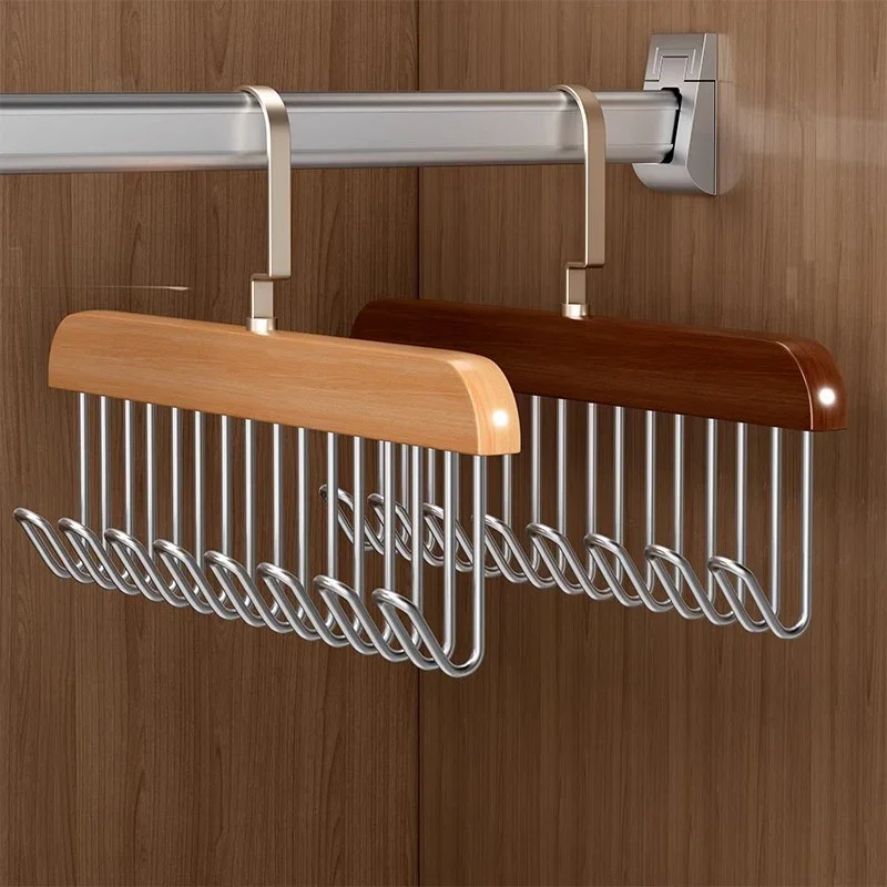 

Multifunctional Solid Wood Hanger Hook Women Bra Hanger Belt Hanger Durable 8 Hook Rack Closet Clothes Organizer Baby rack Bra