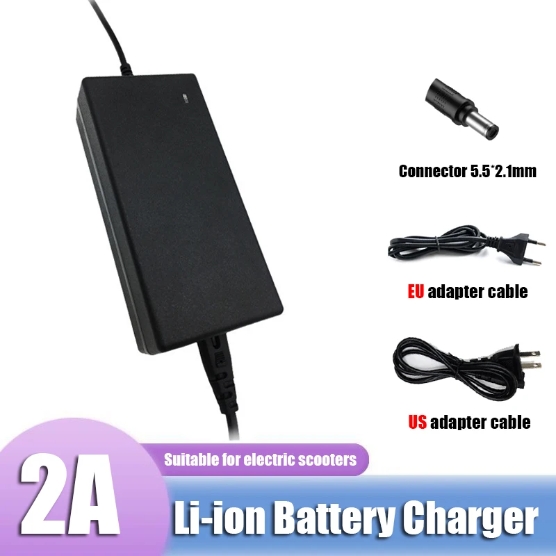 42V 2A Lithium Battery Charger DC 5.5x2.1mm Connector For 36V 10S for isinwheel S9 Pro S9 Max,GXL V2,Apex XL Li-ion Battery