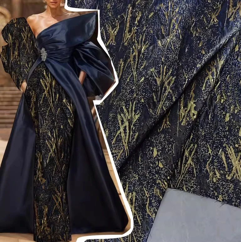 

1yard Retro Gilded Gold Silk Mountain Jacquard Texture Pattern fabric Designer Fashion Creative Stage Tops Fabrics for sewing