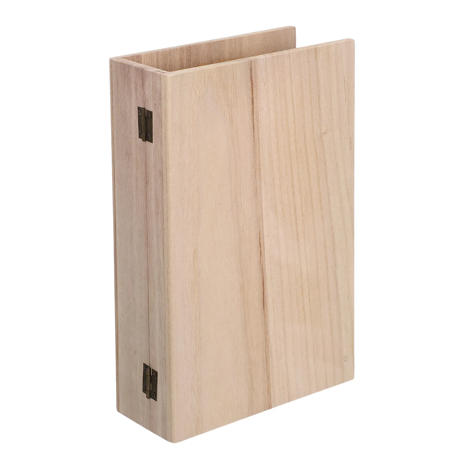 Wooden Bible Storage Box Book Shape Desktop Organizer Hinged Lid Desktop Storage Container Jewelry Cards Trinket Case