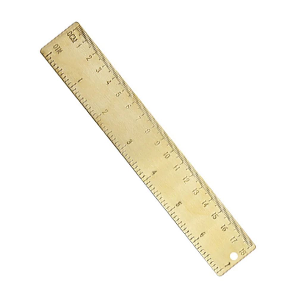 Misurazione diritta in ottone, metallo, ottone, per la redazione, disegno, disegno, righello, forniture, segnalibro, righello dorato
