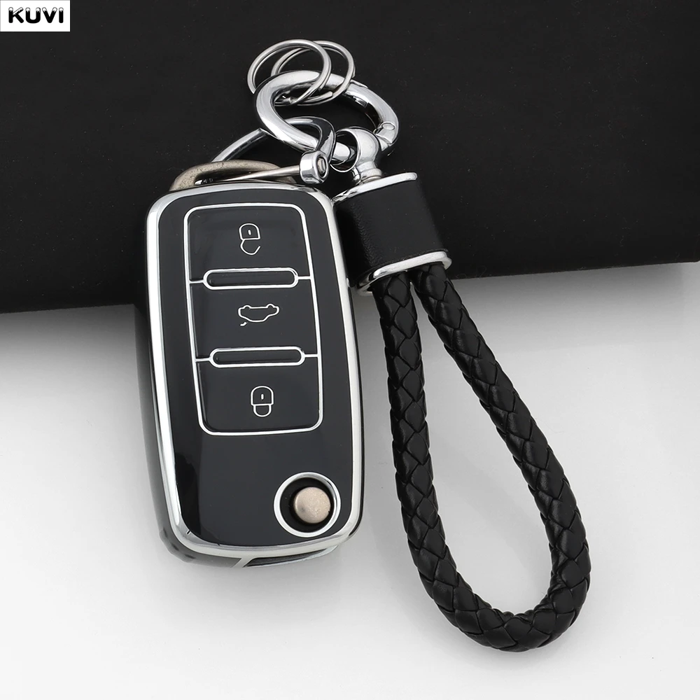3 Buttons TPU Car Remote Key Cover Case For Volkswagen VW Bora Polo Tiguan Jetta Passat B5 B6 B7 Golf Beetle For Skoda Octavia view 2