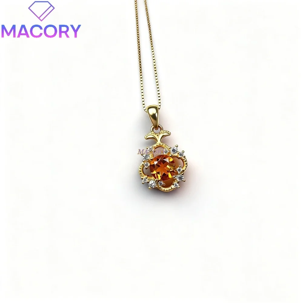 

Natural Citrine Necklace S925 Sterling Silver Jewellery Luxury Ladies Jewellery Accessory Valentine's Day Anniversary Gift
