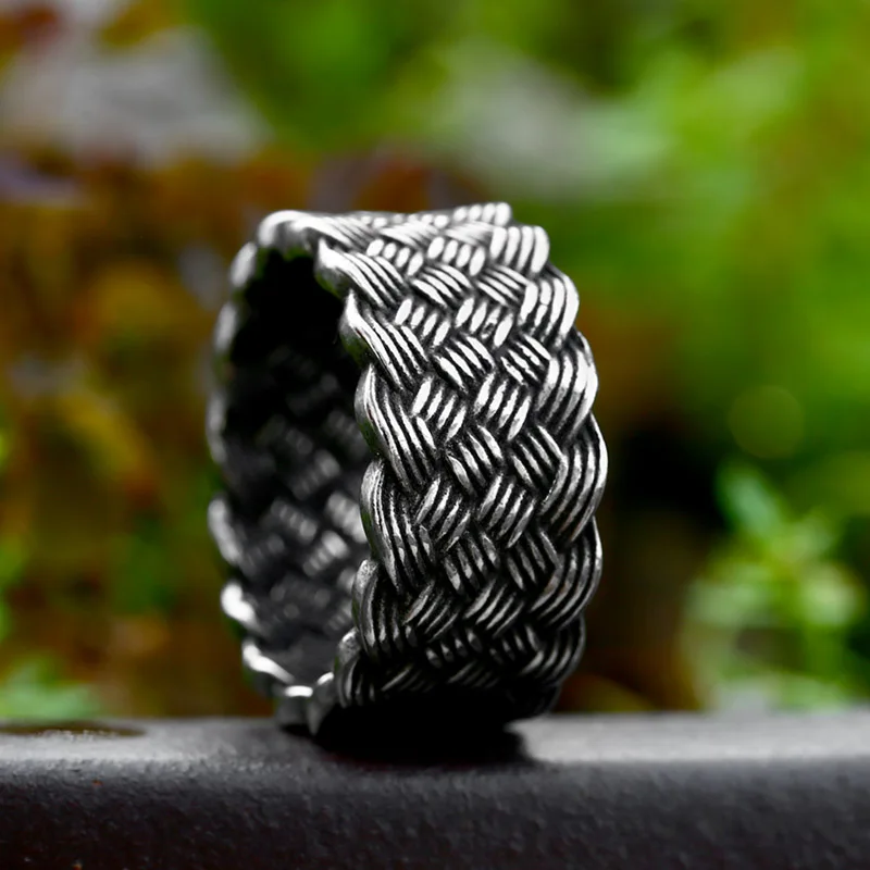 BEIER 2023 New Design 316L Stainless Steel Men\'s Rock Braided Shape Weave Ring Hip Hop Men\'s Ring Fashion Jewelry Wholesale Gift