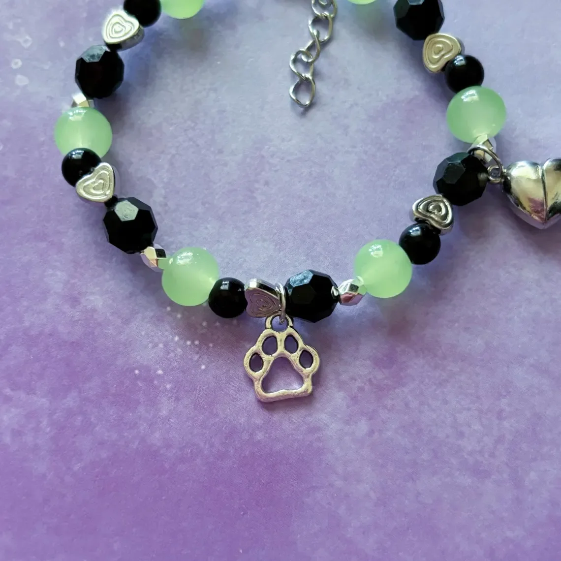 Raven and Beast Boy matching bracelet for friends, couples, gothic Valentine's Day gift, green purple teenage Emo ghost Hallowee