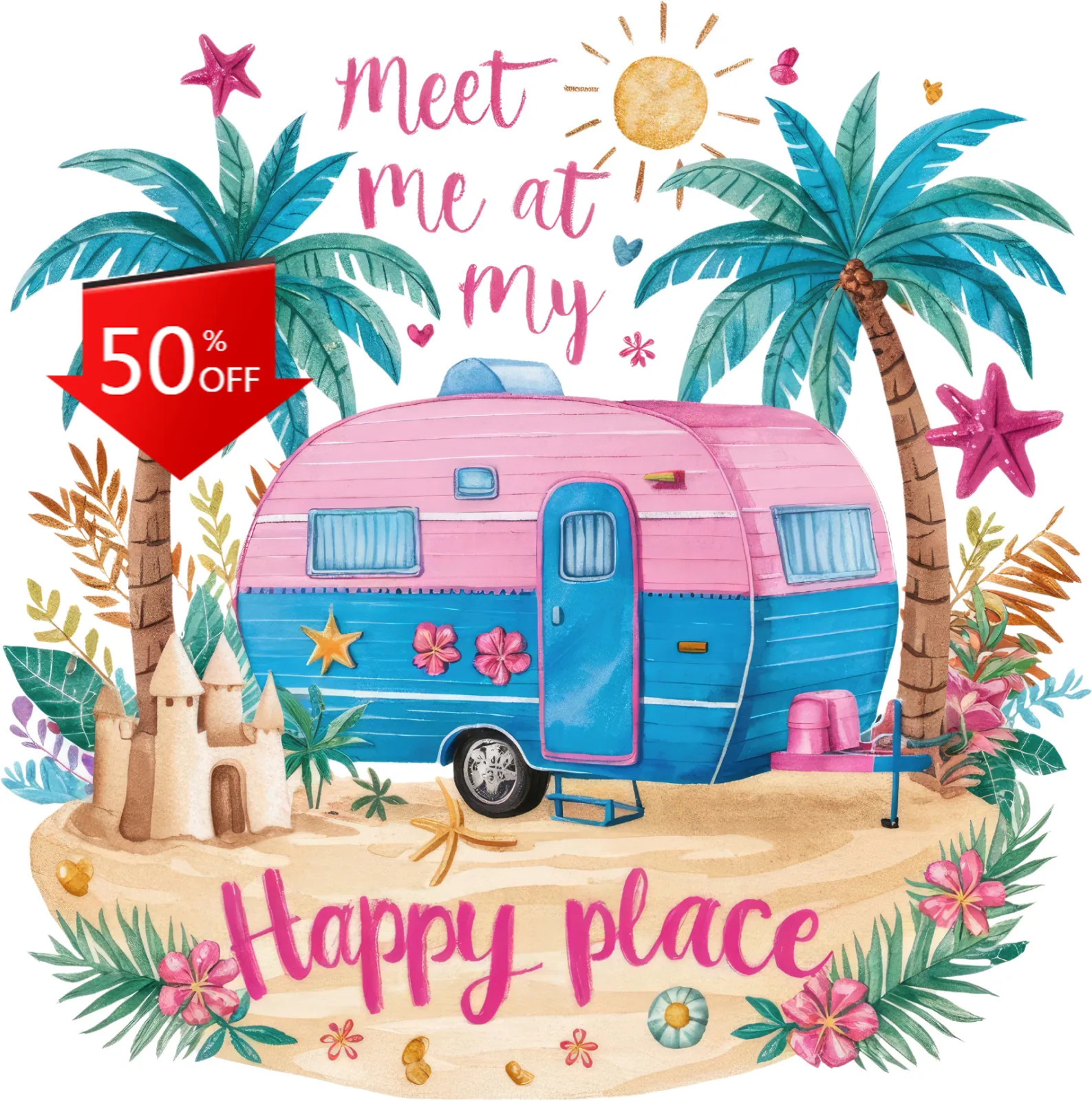 

Camping StickerMeet Me At Cool Car Laptop Window Bumper Waterproof Vinyl Decal Gift Vintage Cute Retro Cute Cool Vintage