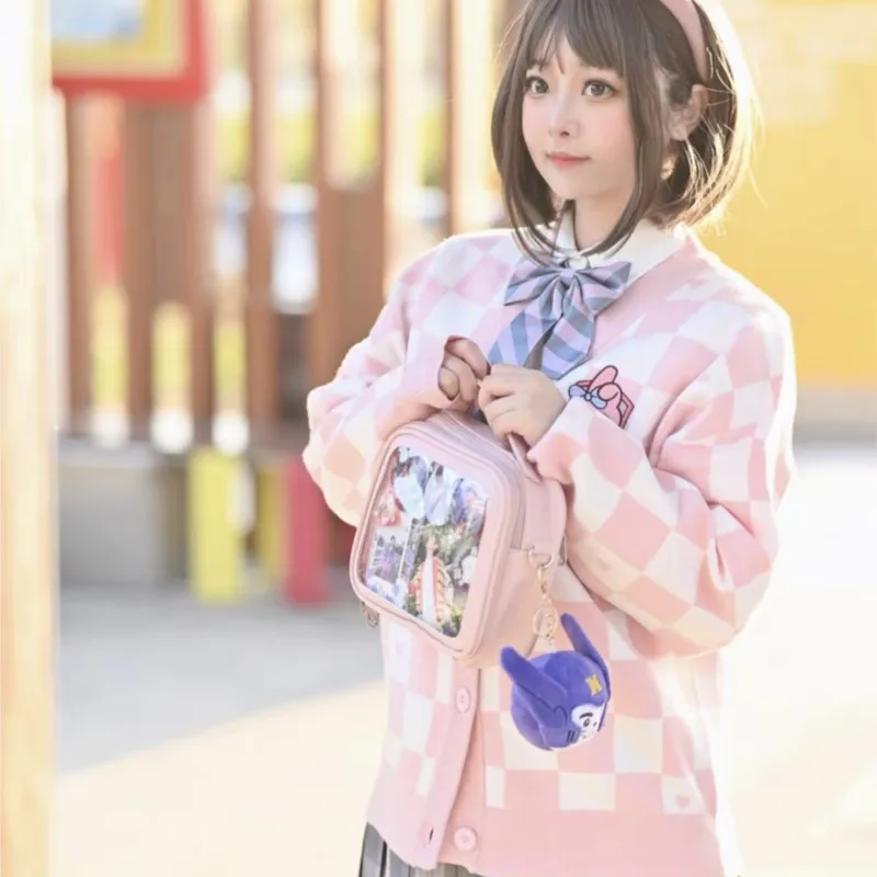 JIAERDI Japanese Transparent Ita Bag Women Harajuku Aesthetic Handle Square Crossbody Bags Ladies Lolita Pink Messenger Bag New