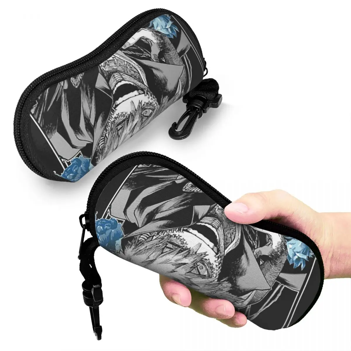 

My Hero Academia Dabi Anime Blue Flowers Shell Glasses Case Protective Sunglasses Box Women Men Soft Eyeglasses Bag Pouch