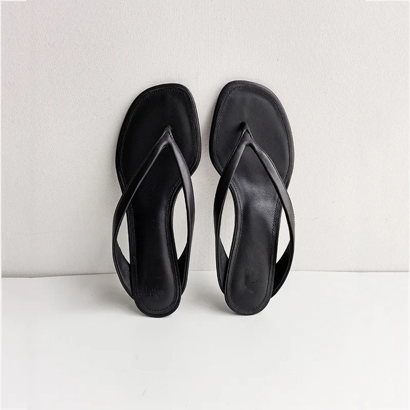 Minimalist Women Low Heel Thong Flip Flops Sheepskin Summer Beach Outdoor Casual Sandals Ladies Daily Wear Slippers - view 3