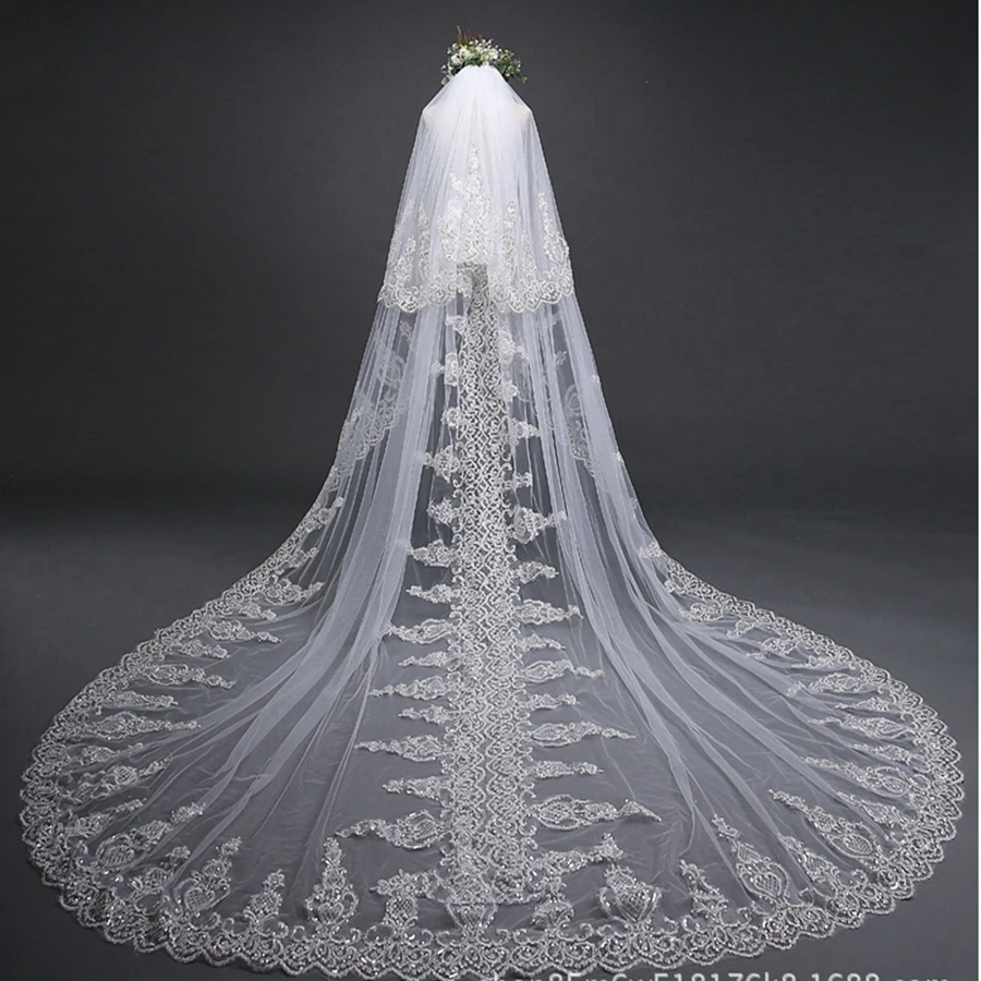 

New Arrival Ivory Cathedral Wedding veils Velos de novia Boda Mariage Wedding accessories Sexy Bridal Veils Veu de noiva voile