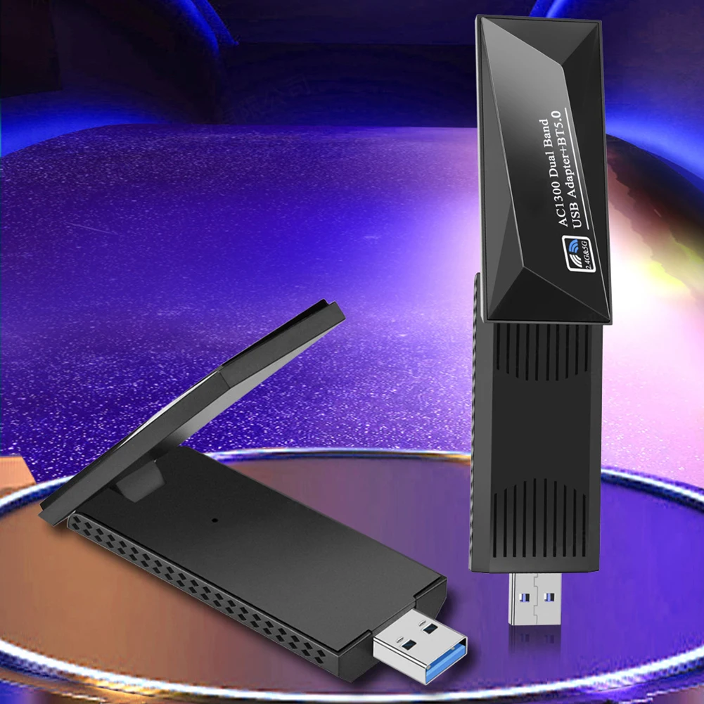 

2 в 1 USB 3.0 Ethernet WiFi Dongle 1300 Мбит/с Bluetooth-совместимый 5.0 USB WiFi-приемник двухдиапазонный 2,4/5 ГГц для ПК/ноутбука