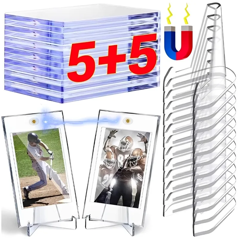 1-10Pcs Magnetic Cards Holder for Trading Card Support Set Arcylic Triangle Card Display Stand Waterproof Transparent Protector
