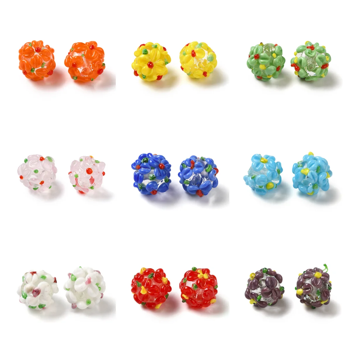 

20pcs Flower Handmade Lampwork Beads Spacer Beads for Jewelry Making DIY Earrings Bracelet Jewelry Accessories