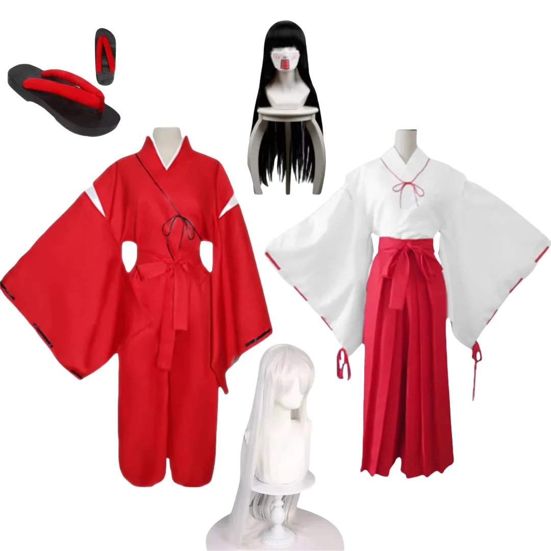 Anime Inuyasha Higurashi Kagome Kikyo Cosplay Costume Kimonos Wig Shoes sets Halloween For Woman Men Clothes