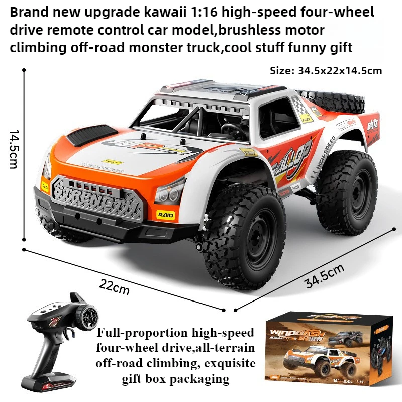 

Cool Stuff Toy Car Funny Gift-Kawaii 1:16 High-speed 4WD Rc Truck,Brushless Climbing Off-road Rc Car,Monster Truck,Toys for Kids