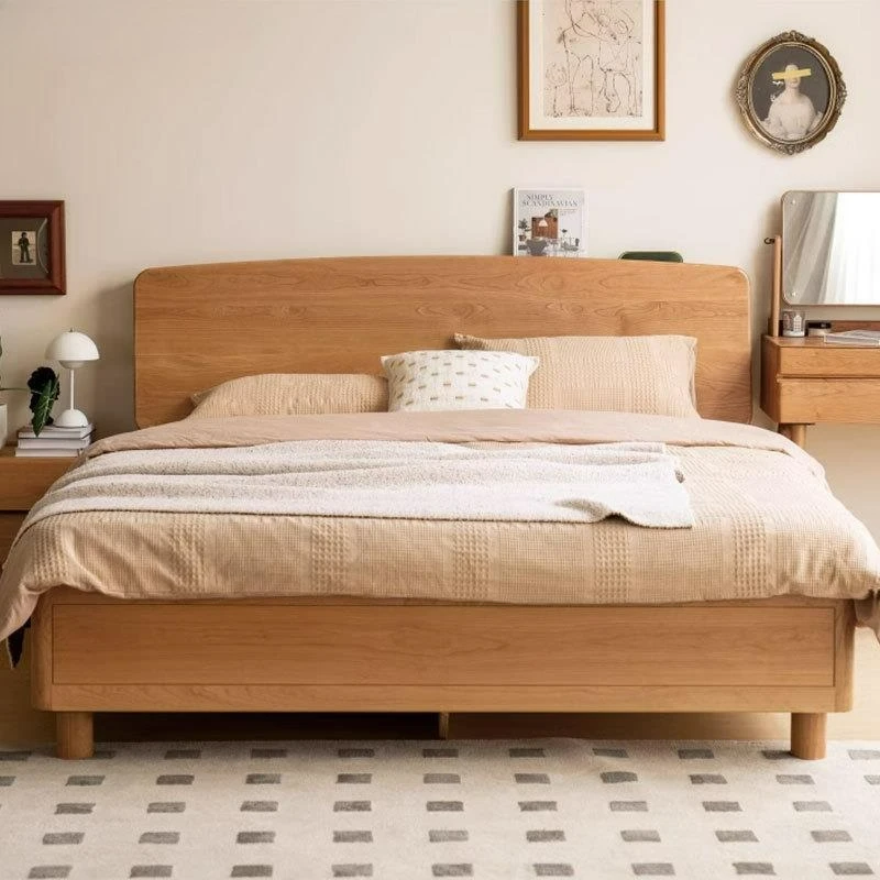 

Customizable North American Cherry Full Modern Simple Rechargeable Storage Bed Household Double Bed