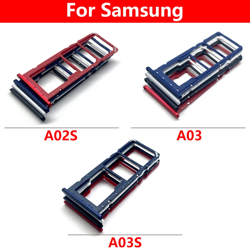 Bandeja de tarjeta SIM probada, soporte, ranura, cajón, adaptador, accesorios de reparación + pin para Samsung A02S A03S A03 Core 2