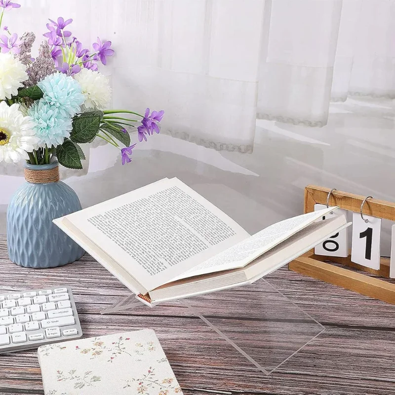 2Pcs/Set Clear Acrylic Book Stand Sturdy Open Display for Cookbooks And Magazines Book Holder for Reading Display - view 2