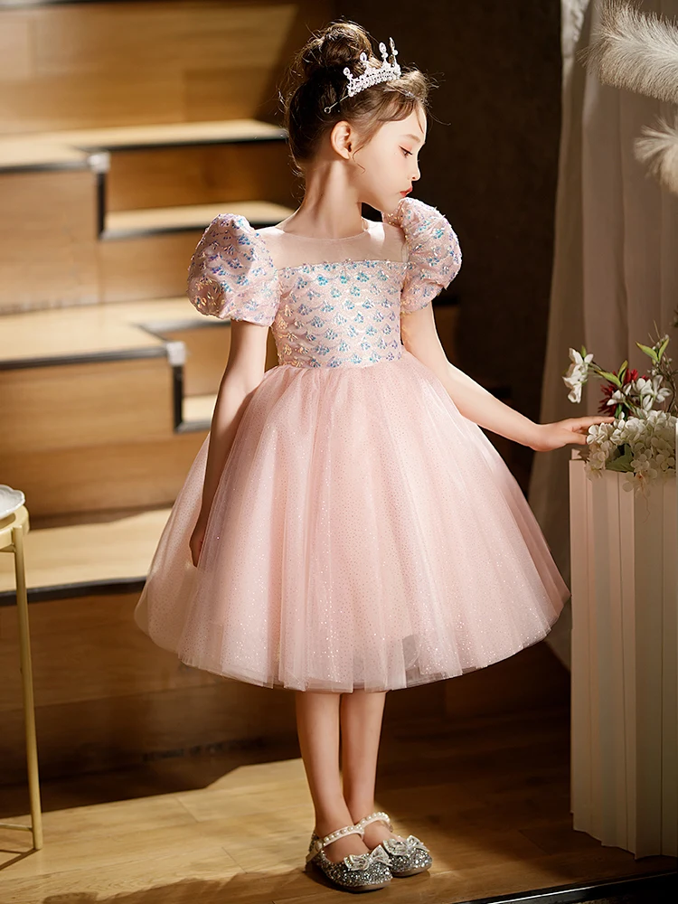 Christmas Dress Flower Girls Dress For Birthday Formal Party Junior Concert Banquet Princess Gown Party Dress For Kids Birthday