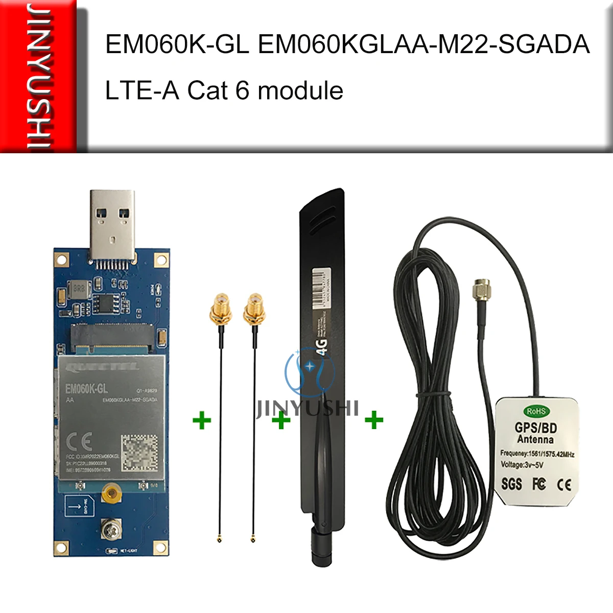 

Quectel EM060K-GL EM060KGLAA-M22-SGADA LTE-A Cat 6 module M.2 DL 2 Carrier Aggregation MIMO With Antenna USB 3.0 Board Kit