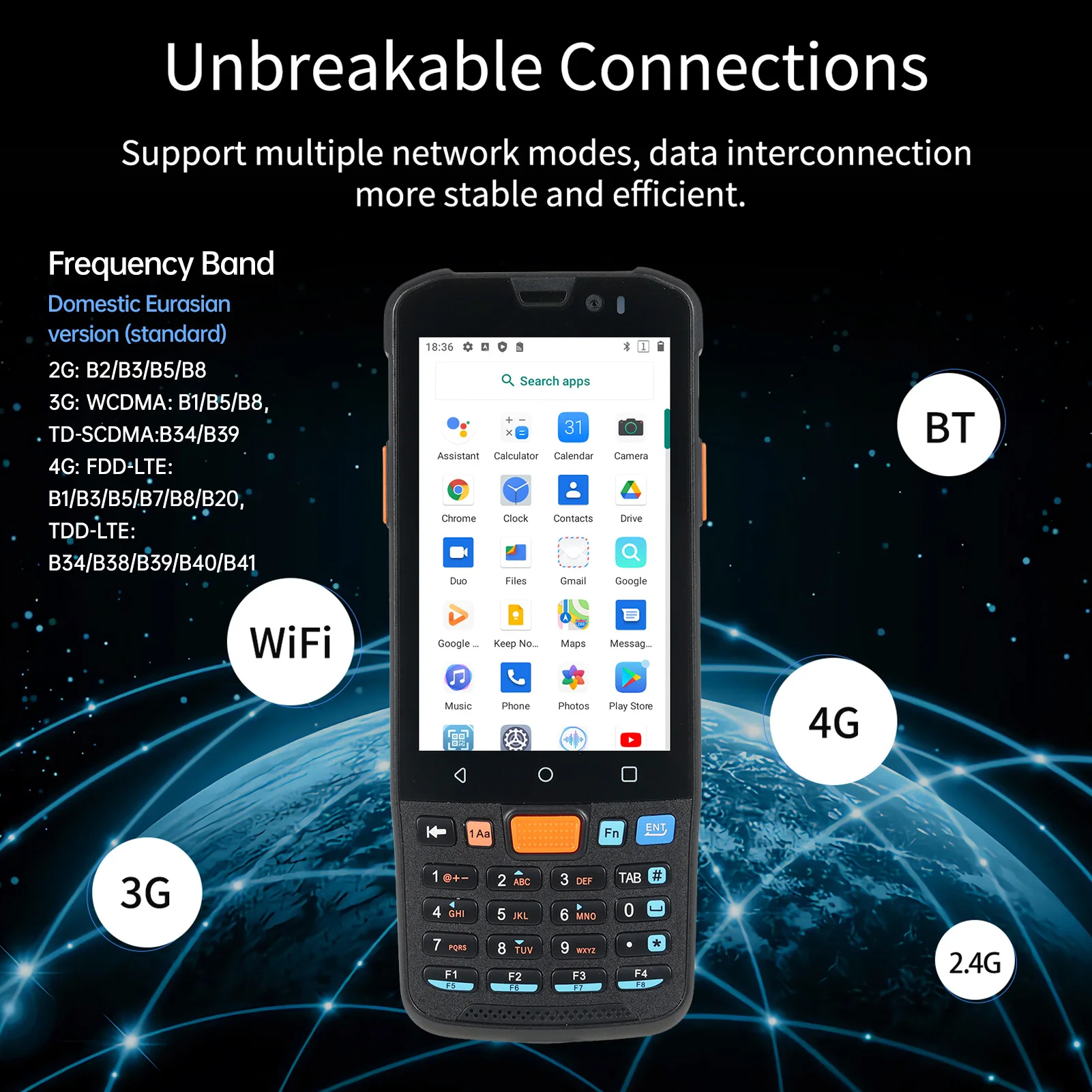 KP36 Android 11.0 Handheld Mobile PDA Terminal Machine 4 inch Touchscreen Data Collector Inventory Machine NFC 4G WiFi 1300W Cam